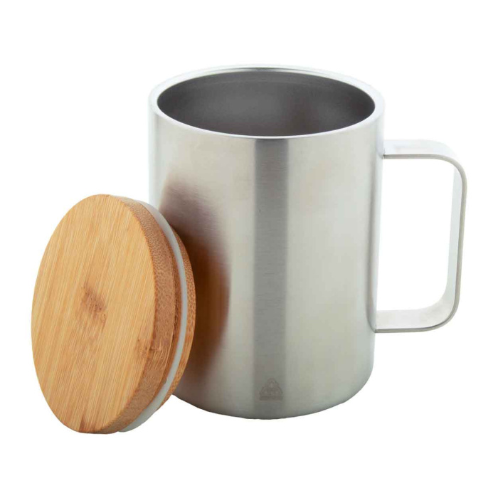 Tazza con coperchio 350ml a doppia parete in acciaio riciclato