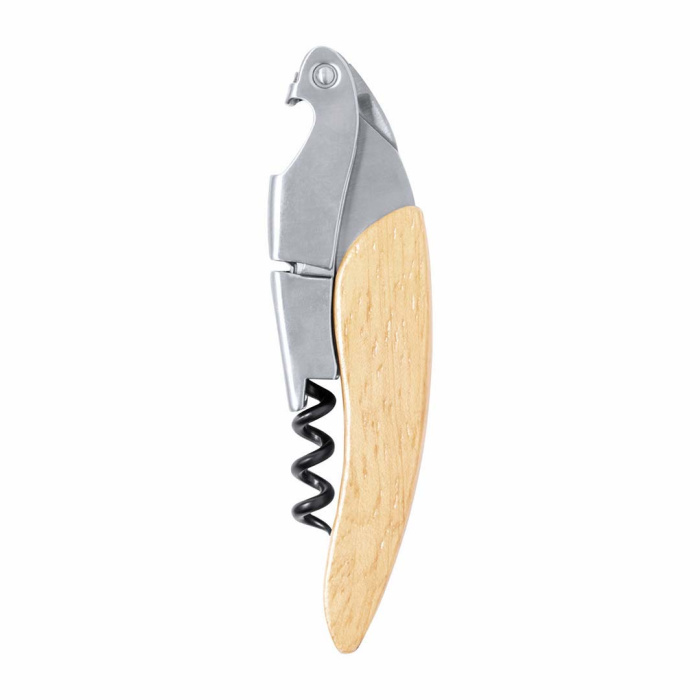 Apribottiglie e cavatappi in acciaio inossidabile con manico in legno