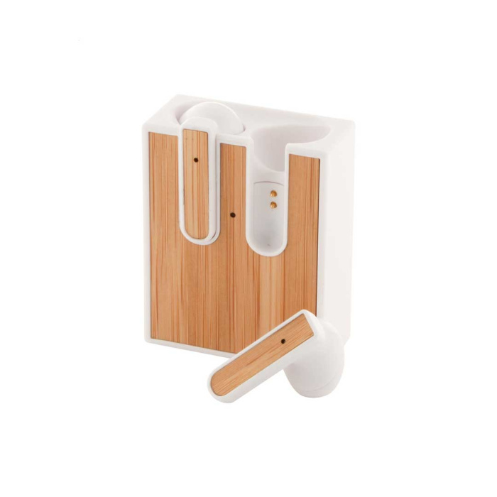 Auricolari Bluetooth wireless con inserto in bambù e funzione vivavoce