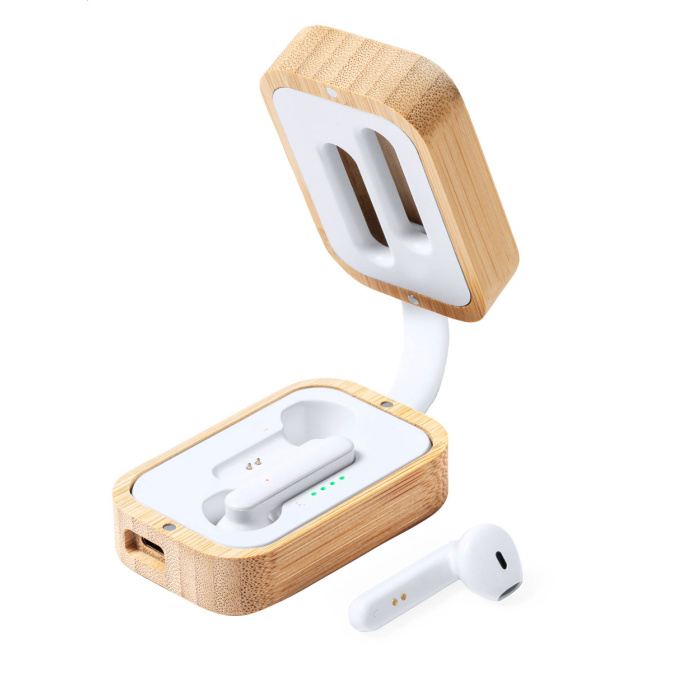 Auricolari wireless con custodia in bambù