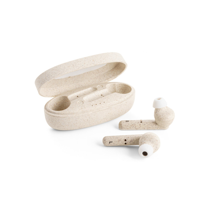 Auricolari wireless in fibra di paglia di grano con custodia