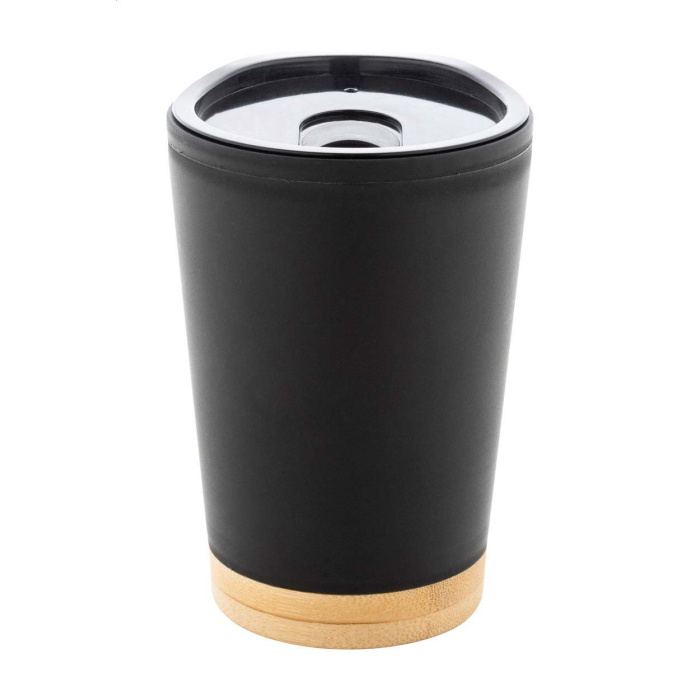 Bicchiere termico 260 ml in PP doppia parete con bambù