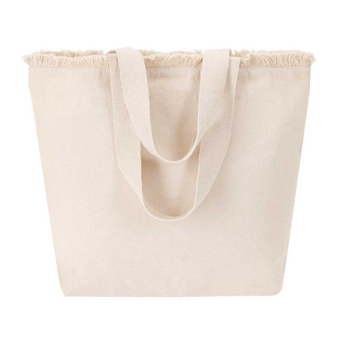 Borsa in cotone pesante con soffietto e frange | 320 gr