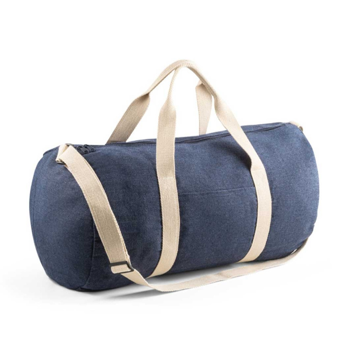 Borsa sportiva cilindrica in denim pratica e resistente