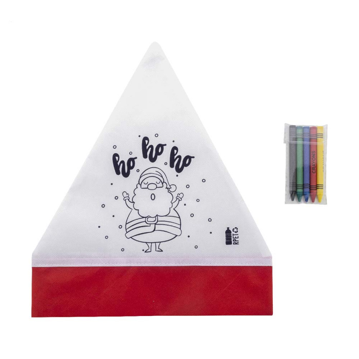 Cappello Babbo Natale da colorare in RPET con 5 pastelli