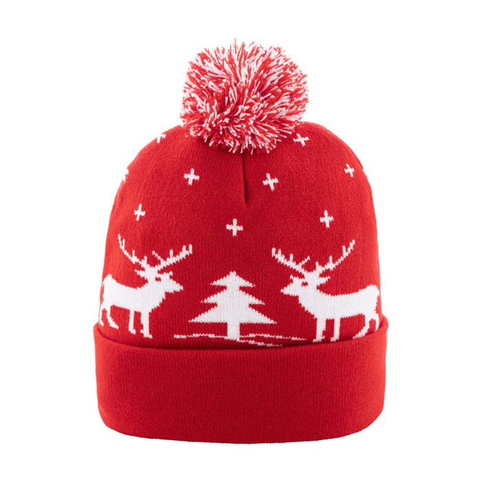 Cappello natalizio lavorato a maglia con pompon