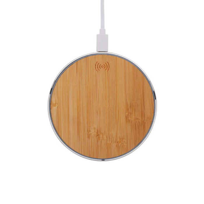 Caricabatterie wireless in alluminio riciclato rotondo con luce verde 15W