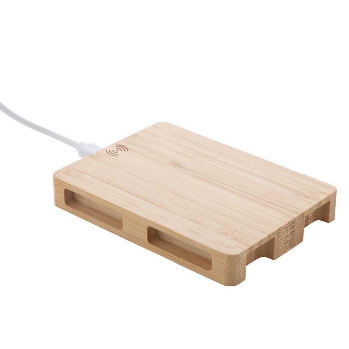 Caricatore rapido wireless (10W) in bambù a forma di pallet