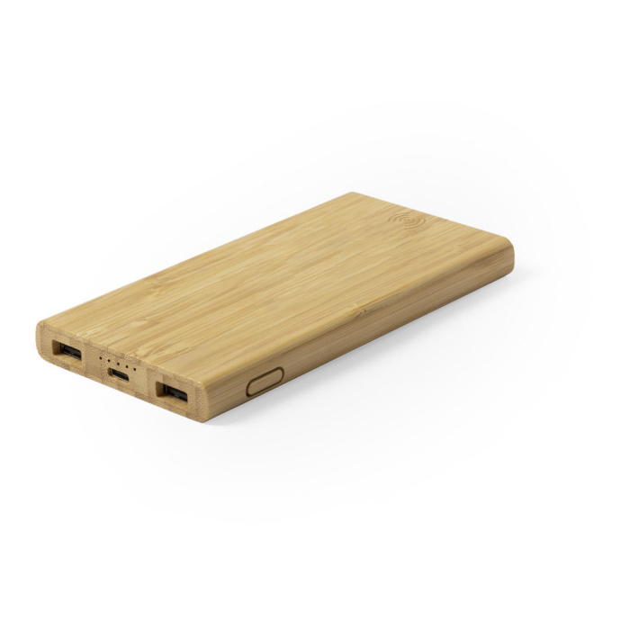 Caricatore power bank wireless in Bambù