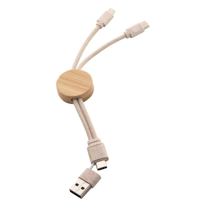 Cavo di ricarica USB ecologico in paglia di grano, cotone e bambù