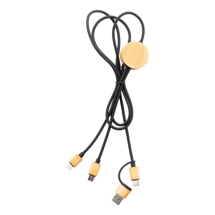Cavo di ricarica USB in RPET e bambù con vari connettori