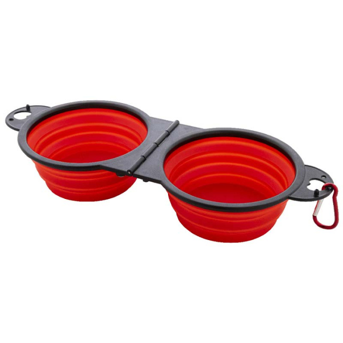 Ciotola pieghevole doppia con moschettone