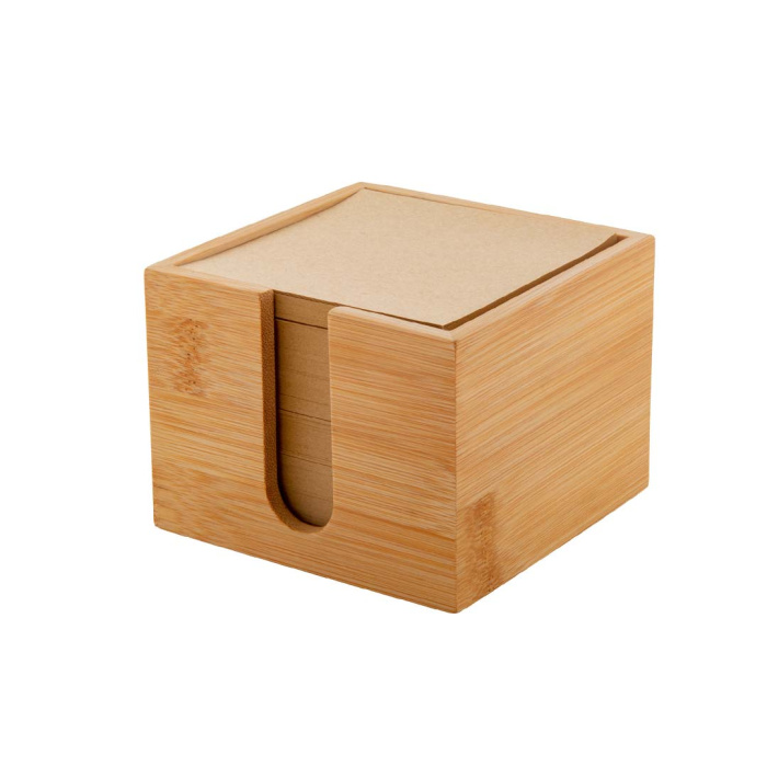 Cubo in bambù con 600 fogli in carta riciclata