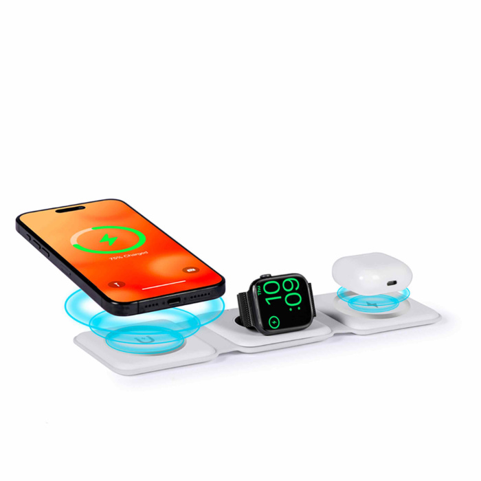 Caricatore wireless pieghevole per 3 dispositivi