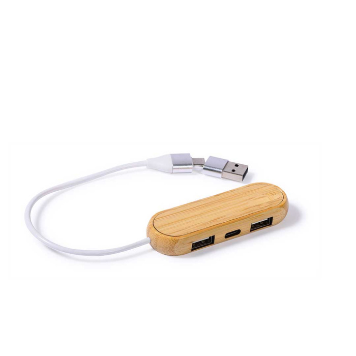 Hub Usb con logo in bambù