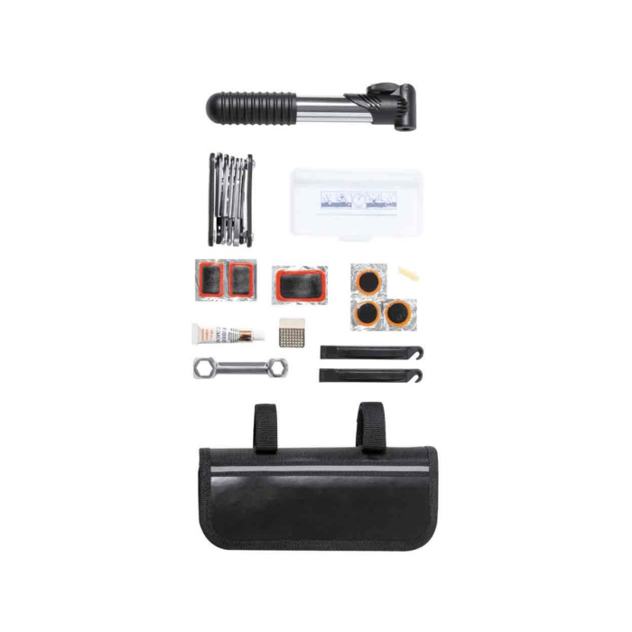 Kit di riparazione bici con borsa porta attrezzi in poliestere