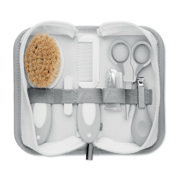 Kit toelettatura bambino 6 accessori in borsa da viaggio