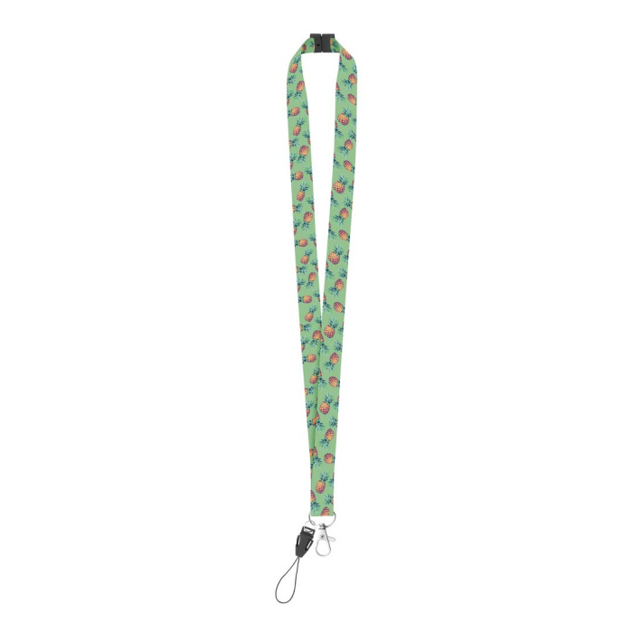 Lanyard in poliestere con moschettone, cordoncino per cellulare e fibbia di sicurezza