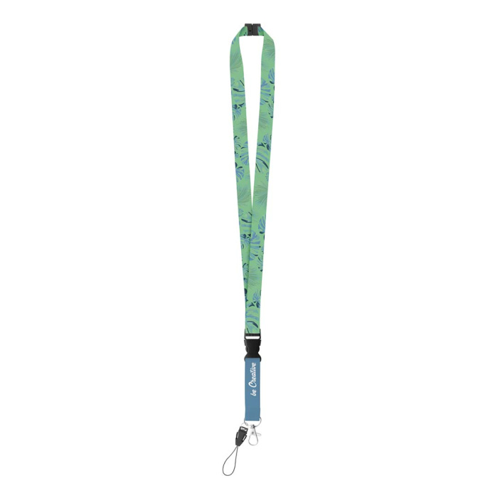 Lanyard in poliestere con moschettone staccabile, cordoncino per cellulare e fibbia di sicurezza