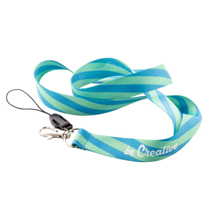 Lanyard in RPET con moschettone e cordino per cellulare