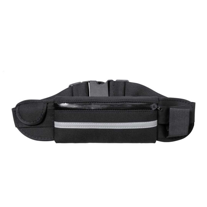 Marsupio soft shell con scomparto, portabottiglie e banda riflettente