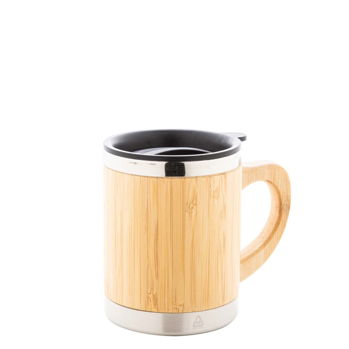 Mug termico 300 ml in acciaio riciclato e bambù