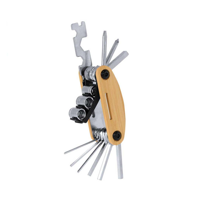 Multiutensile con 15 funzioni in acciaio inox e bambù