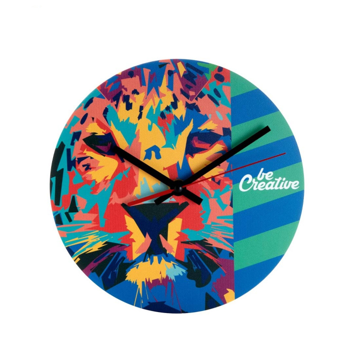 Orologio da parete rotondo in legno con grafica completamente personalizzata