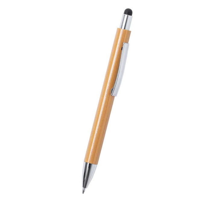 Penna a sfera in bambù con per gommino touch screen 