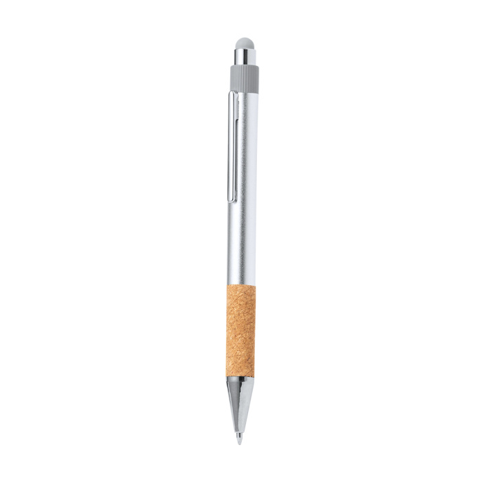 Penna con gommino touch con impugnatura in sughero