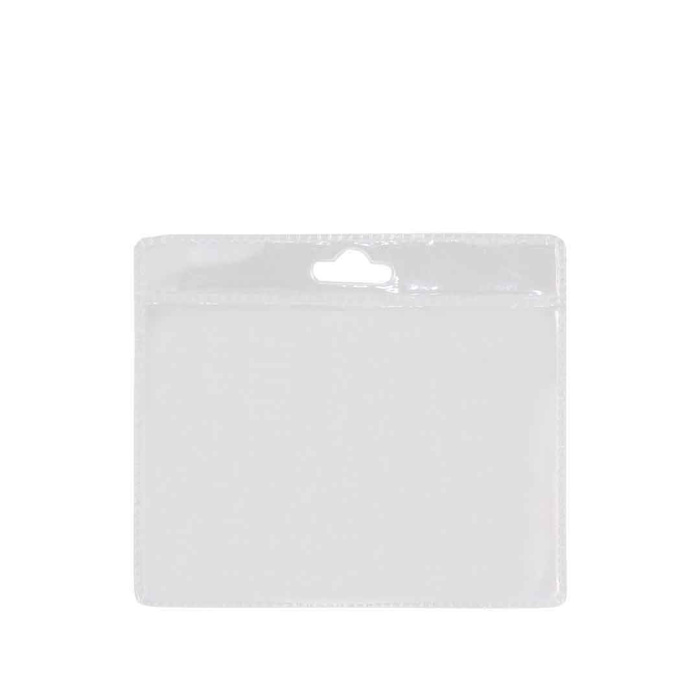 Porta badge trasparente in plastica per lanyard 100x90 mm