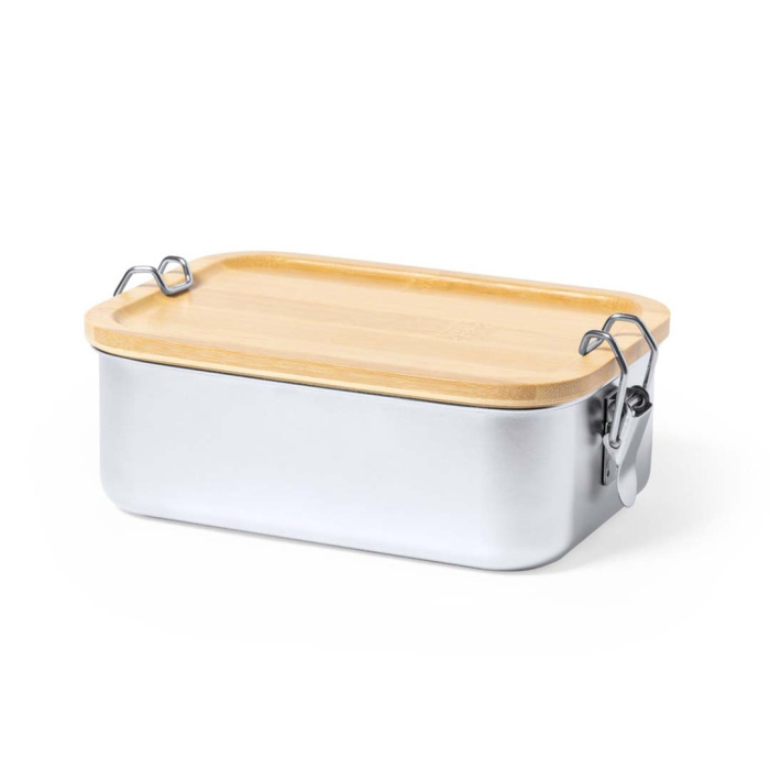 Porta pranzo in acciaio inox e coperchio in bambù
