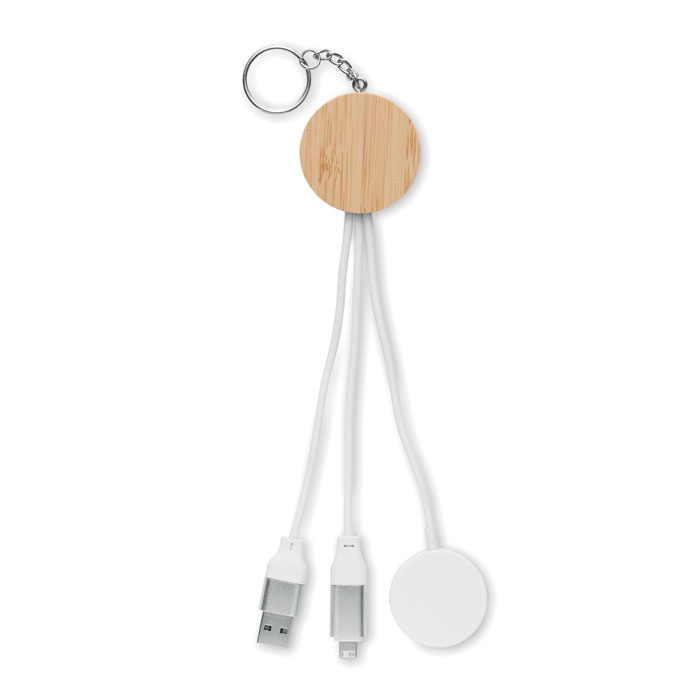 Portachiavi in bambù con cavo 4 in 1 EasySync