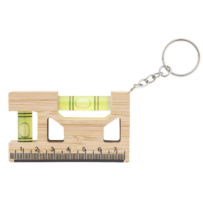Portachiavi multifunzione in bambù con righello e livella