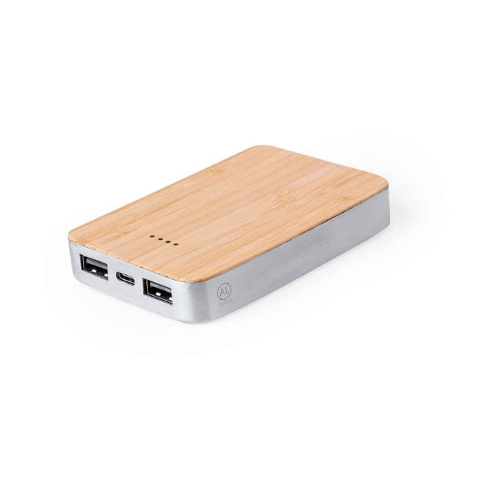 Power bank alluminio riciclato e bambù 5.000mAh