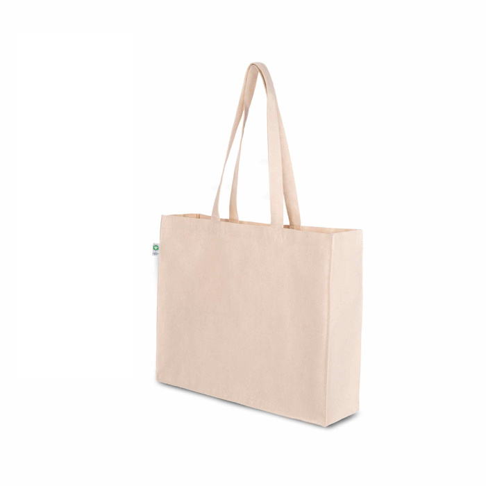 Shopper con soffietto in cotone organico | 34 x 42 x 12 cm | 300 g