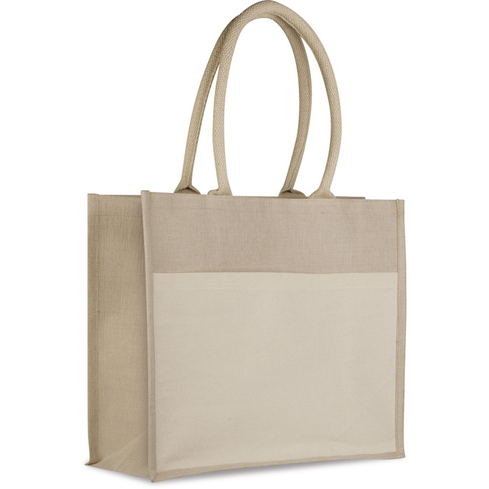 Borsa in iuta manici lunghi e soffietto| 40,5 x 35 x 17 cm