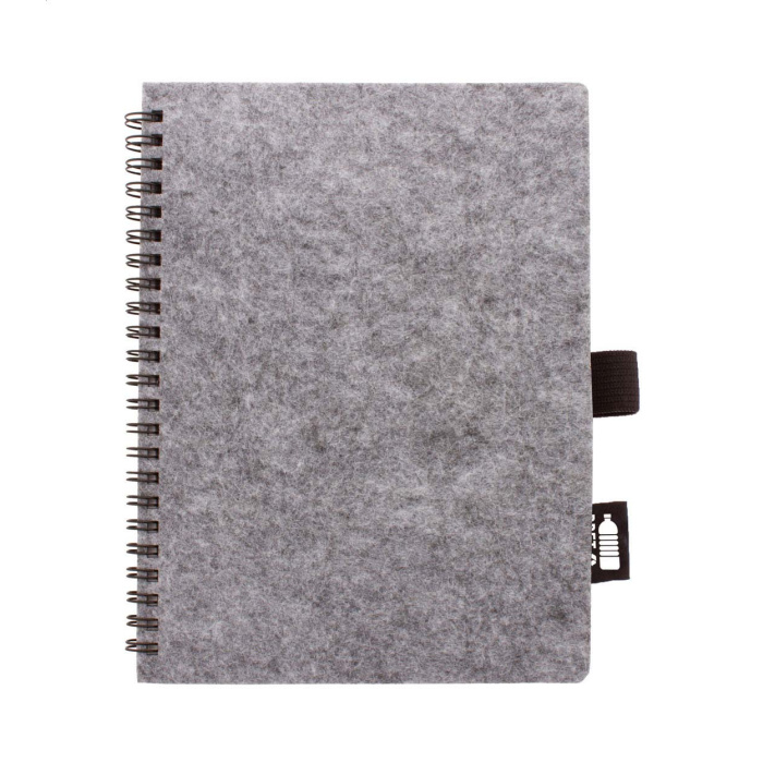 Quaderno a spirale a6 in feltro rpet con carta riciclata