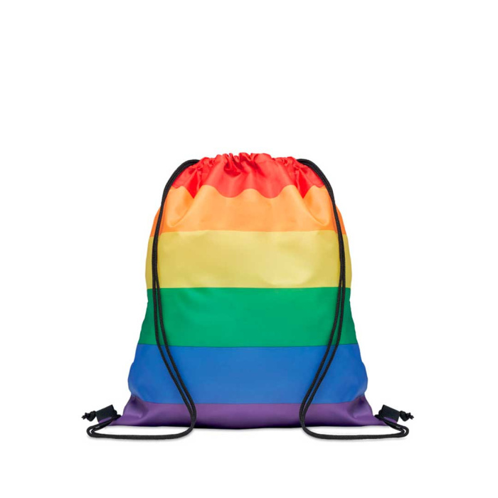 Zainetti a sacca in Rpet con fantasia arcobaleno