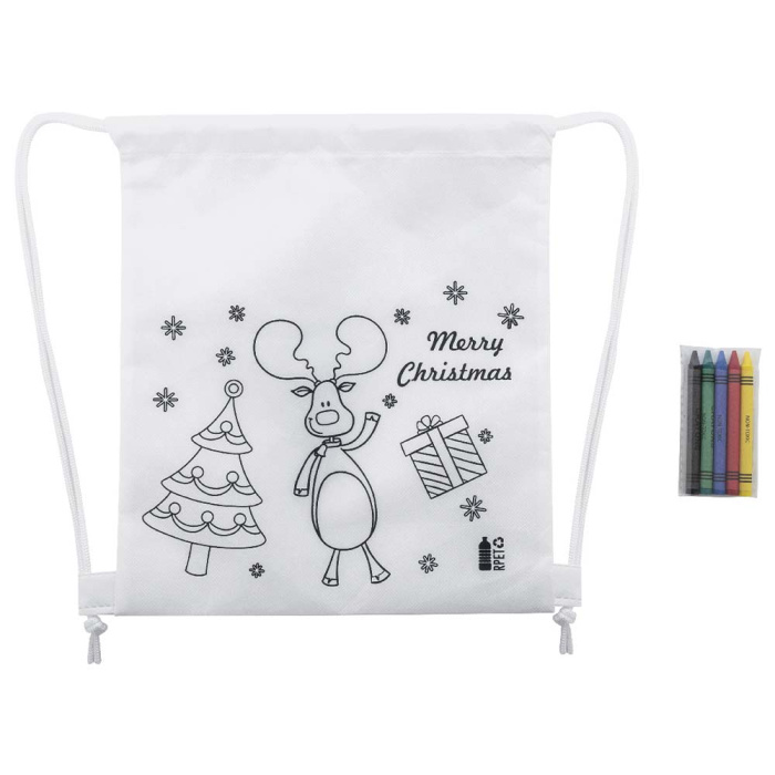 Sacca natalizia da colorare in RPET con 5 pastelli