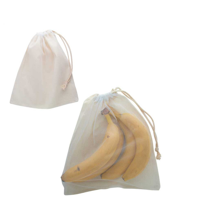 Sacchetto riutilizzabile in cotone e rete | 29 x 30 cm