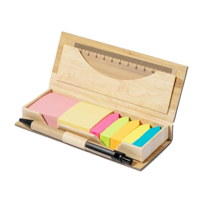Kit per note adesive con penna e righello