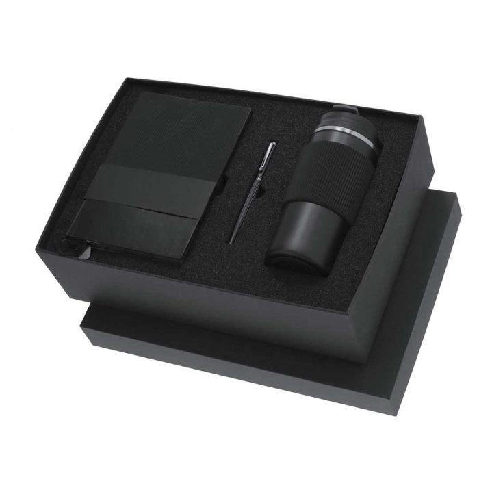 Scatola regalo con thermos, taccuino e penna