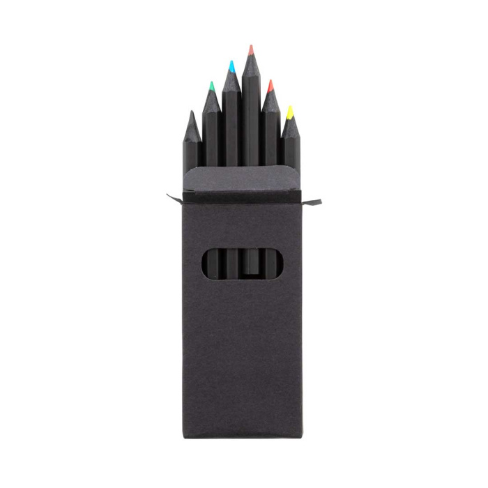 Set 6 matite nere in legno in scatola di cartoncino