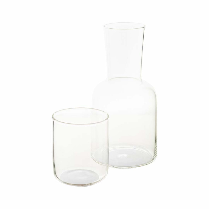 Set caraffa e bicchiere in vetro da 800 ml e 300 ml