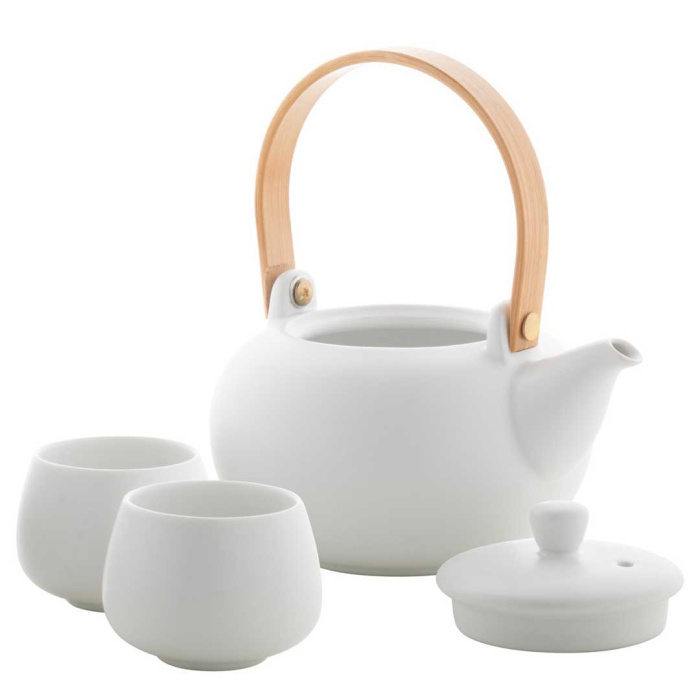 Set da tè con teiera e tazze, 600 ml e 110 ml, manico in bambù