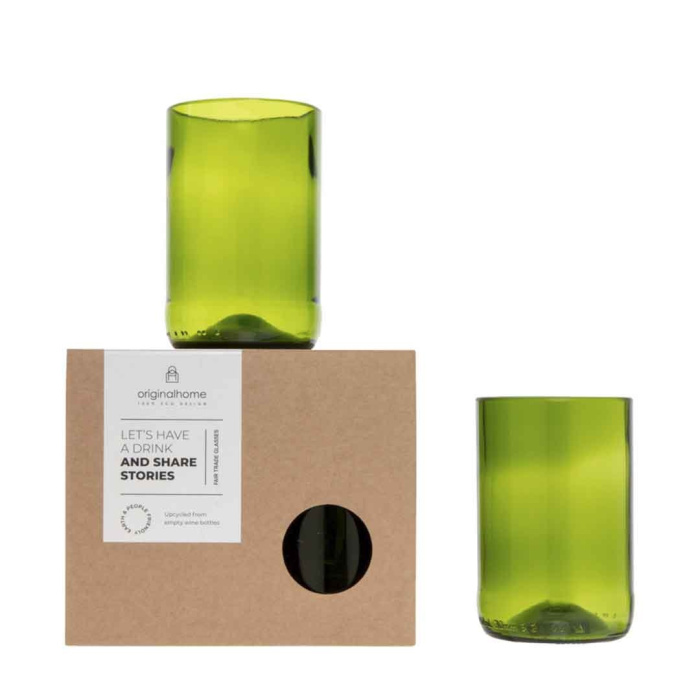 Set di 2 bicchieri in vetro riciclato GreenCheers