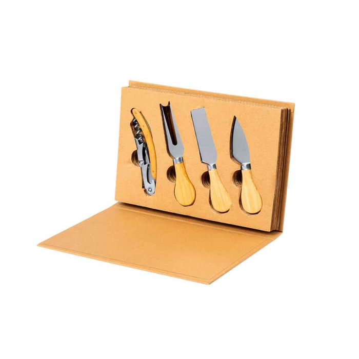 Set formaggi e cavatappi in bambù