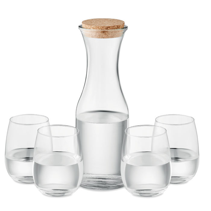 Set in vetro riciclato con caraffa e 4 bicchieri