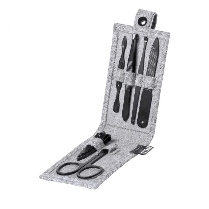 Set manicure 6 pezzi con astuccio in feltro RPET